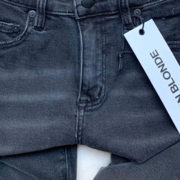 NEON BLONDE Skinny Jeans Distressed Raw hem Black Denim High rise waist Size 26 - Picture 5 of 15